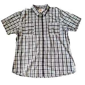 Levis  Shirt Men’s 2XL White Black Plaid Button Down Cowboy Western Pearl Snaps